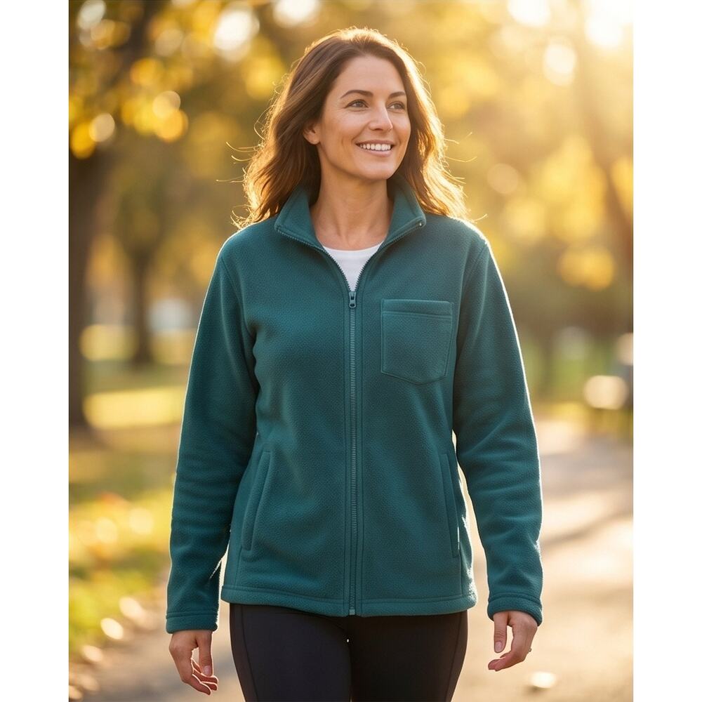 Open Trails For Her Green Fleece Full-Zip Jacket Size L